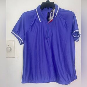 Mondetta Women’s Purple Short Sleeve Collared 1/4 Zip Stretch Soft Polo Shirt M